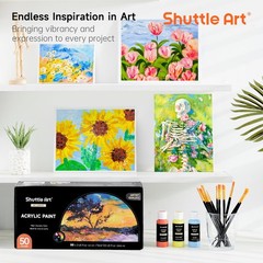 Shuttle Art Acrylic Paint, 50 Colors 2 Fl Oz (Pack of 50), Regular