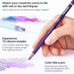 Watercolor Pencils, Set of 72, Water-Soluble Colored Pencils with 4 mm Break-…