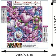 Boho Flowers & Hearts Diamond Painting Craft Kit-7.8X7.8”Supplies included