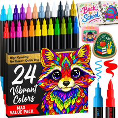 ARTISTRO 24 Acrylic Paint Markers – Paint Pens for Drawing – for Fabric, Rock, G