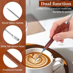2Pcs Latte Art Pen Set, Stainless Steel Coffee Drawing Tool, Double-Ended Bar…