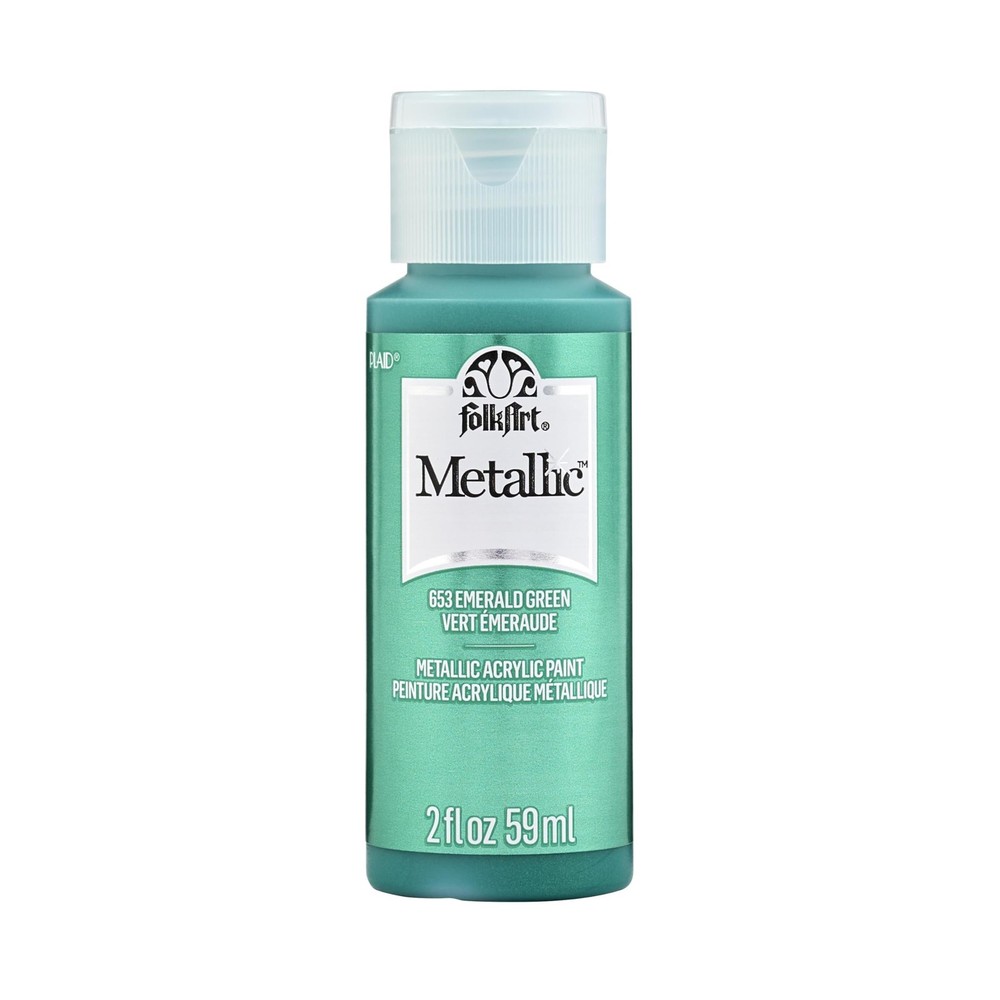 FolkArt Metallic Acrylic Paint in Assorted 2 Fl Oz (Pack of 1), Emerald Green