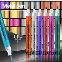 12 Colors Glitter Paint Pens, Acrylic Glitter Markers 1-5mm Soft Tip