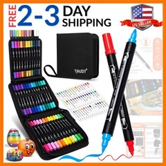 48 Colors Dual Tip Acrylic Paint Markers, Paint Pens Set with Brush Tip and F…