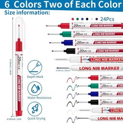 24 PCS Long Nib Marker,20mm Long Head Deep Hole Marker Pens, Longs Nose Markers,