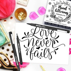 8 PCS Hand Lettering Pens Calligraphy Brush Markers For Beginners Black Ink