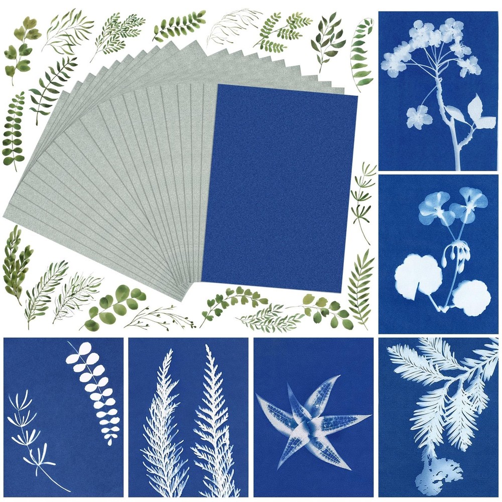 LIGHOON 20 PCS Cyanotype Sun Print Kit, A5 5.6 x 6.8 inches, White-20 paper