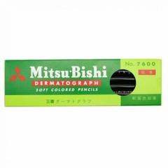 Mitsubishi Pencil Colored Pencil Dermatograph No.7600 K7600.24 Black 1dozen New