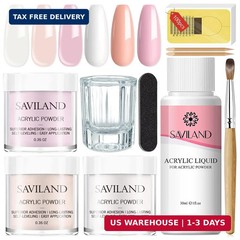 Saviland Acrylic Nail Starter Kit: Clear Pink Nude Acrylic Powder & Liquid, Brus