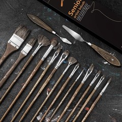 Oil Paint Brush Set, 15Pcs Professional Paint Blending Brushes Natural Badger…