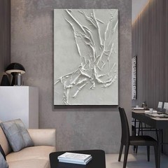 NANKAI Hand-Painted White Texture Abstract Art Painting Minimalist Art Home O…