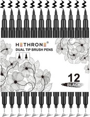 Black Markers for Drawing – Brush Pens with Felt Tips for Artists – Calligrap…