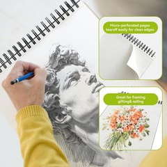 Sketch Book 9×12 Spiral Bound Art Pad 100 Sheets Drawing Paper New Sealed