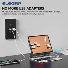 ELEGRP USB Charger Wall Outlet, USB Receptacle with Type A & Type C USB Ports