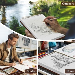 Mixed Media Sketchbook 9″ x 12″ – Multimedia Sketchbook Hardcover, Spiral Bou…