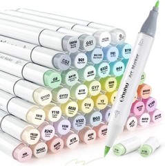 Ohuhu 48 Colors Alcohol Pastel Markers Brush & Fine+1 Marker Blender-Blossoming