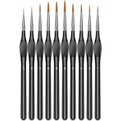 Micro Paint Brushes Set 10 Sizes Triangular Handles Acrylic & Watercolor Crafts