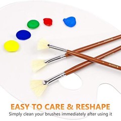 Artist Fan Paint Brush Set Of 7 White Hog Bristle Natural Hair Antishedding Brus