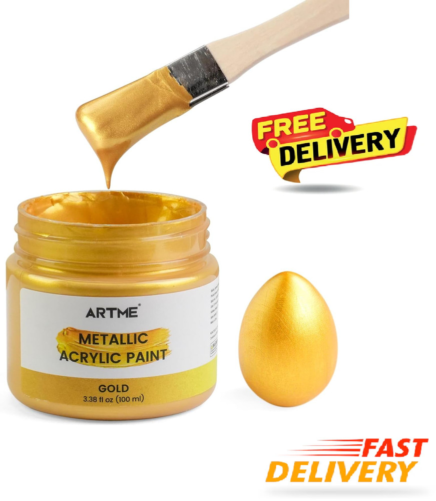 ARTME Acrylic Paint Metallic Gold, 100ml Gold Leaf Paint for Art Painting, Hand-