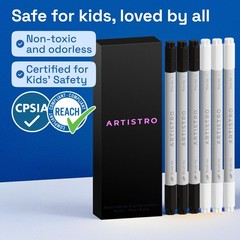 ARTISTRO Acrylic Paint Pens – Dual Tip 5 Count (Pack of 1), Black&White