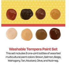 School Smart Washable Tempera Paint Set, Assorted Multiculutral Colors, Pint …