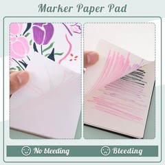 50 Sheets Marker Paper Pad, 7.67.6 Inch Bleedproof Art Sketch Pad, 73lb/120gsm D