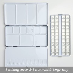 Palette, 48 Wells and 3 Mixing Areas – Empty Half Pans Palette with Lid, Fold…