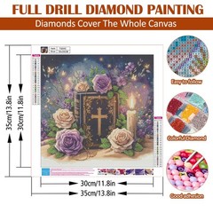 Flower Cross Candle Diamond Art Painting Kits for Adults, Diamond Painting Kits