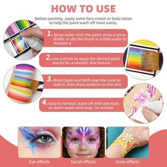 WUO Professional Face Painting Kit for Kids Adults, 12x10g Split Cake Palette wi