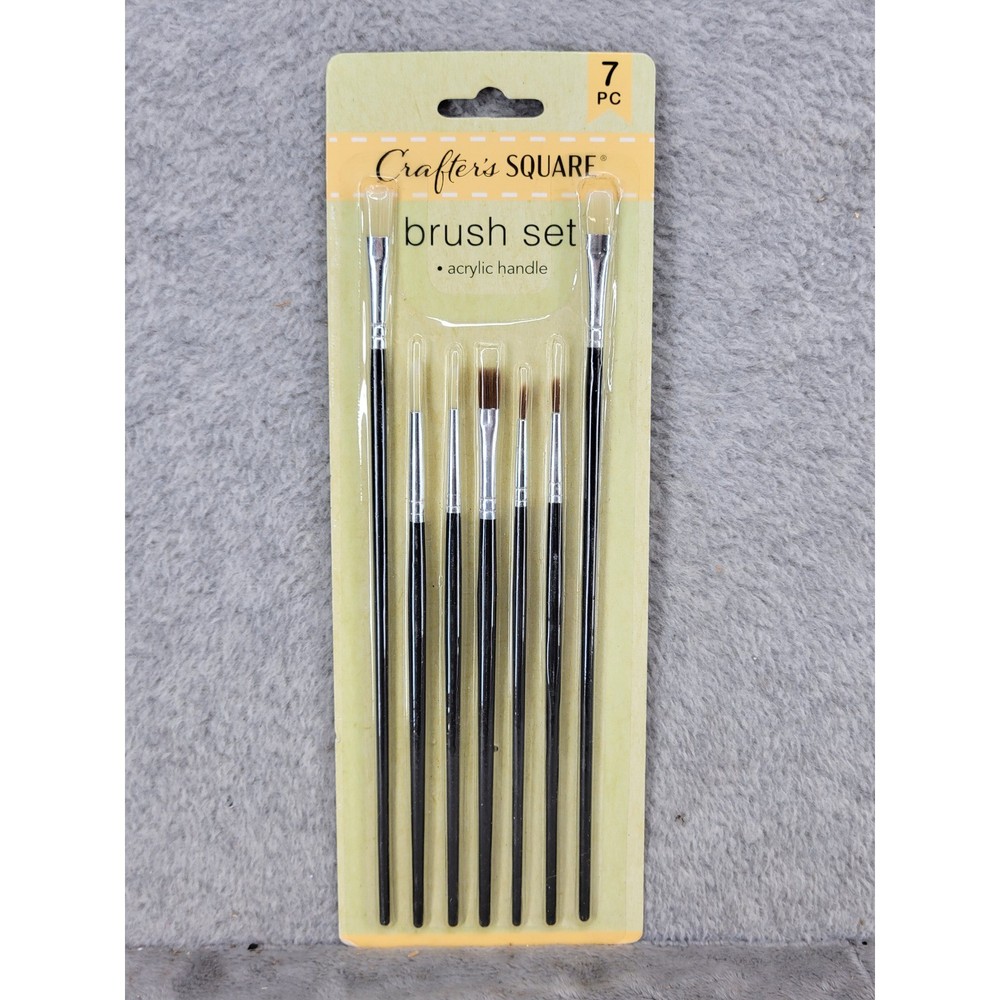 Crafters Square 7 Piece Paint Brush Set Acrylic Handle Black 167456-1912