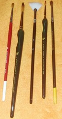 Lot 5 NEW Artist watercolor acrylic Short Handle Brushes Grumbacher, Weber LOOK