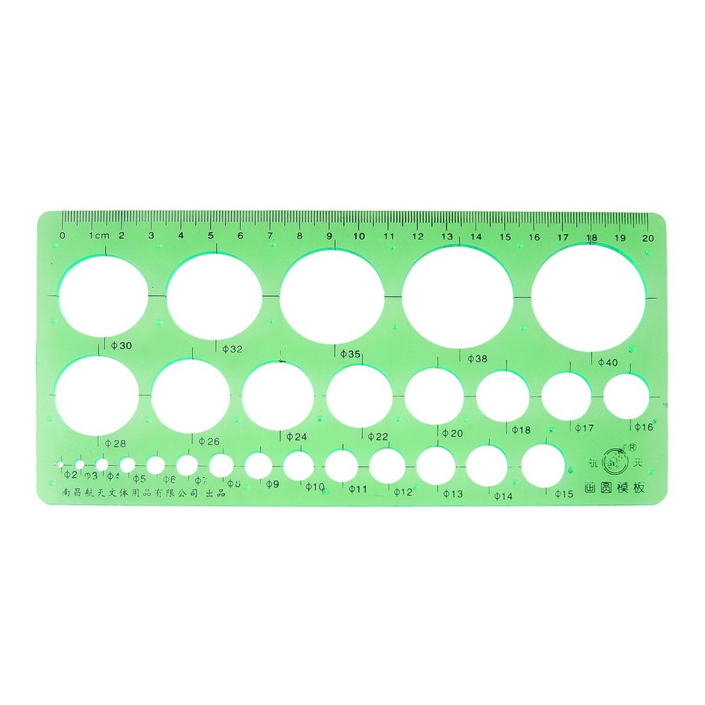 Clear Green Plastic Hollow Out Drawing Circle Template Ruler