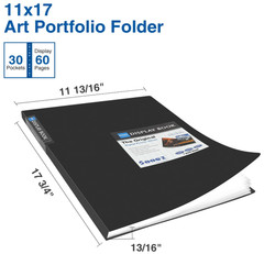Art Portfolios 11″X17″, Large Portfolio Folder with 30 Pockets 60 Pages, 11 X 17