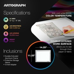 Artograph LightPad 930 LX, 12″ x 9″ Dimmable LED Light Box for Drawing & Tracing