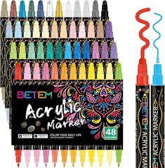48 Colors Dual Tip Paint Pens – Ideal for Kids’ Crafts, Painting & Illustrations