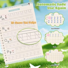 Handwriting Book Practice for Kids,Reusable Grooved Handwriting Workbooks,Writin