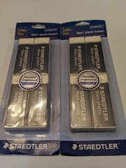 Staedtler Mars plastic erasers 2 packs of 4 (8 total) latex-free Made in Germany