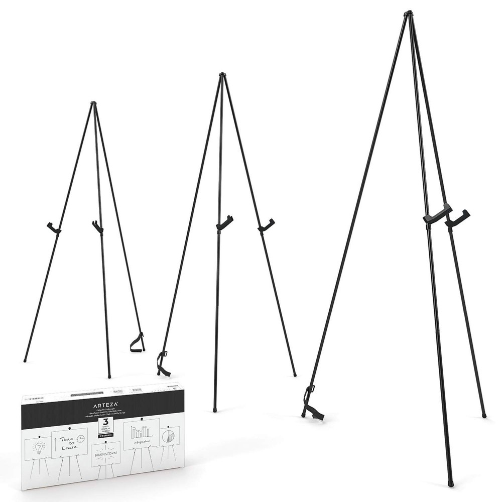 ARTEZA Display Stand, Pack of 3, 63-Inch Height, Black, Portabl Kitchen
