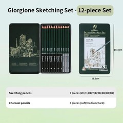 Professional Sketch Pencil Set 10-27pcs Graphite Charcoal Drawing Kit in a Tin
