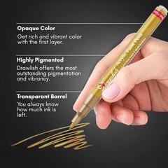 Acrylic Paint Pens Set 4Pcs Gold Silver 0.7mm Fine Tip Permanent Art Markers
