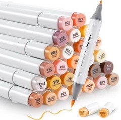 Ohuhu 36 Portrait Skin Colors-Refillable- Brush & Fine Dual Tips Art Marker Set