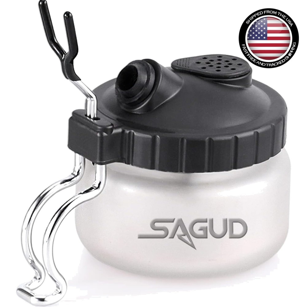 Versatile Glass Airbrush Cleaning Pot with Holder Station for Artists – 4″ Size