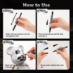 Hotu Silver Chrome Paint Markers 3 Pack Liquid Mirror Chrome Paint Pens 0.7Mm