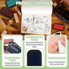 Navy Blue Large Ink Pads for Stamps, Fingerprint, Scrapbooking, 3.8 x 2.1 Inch