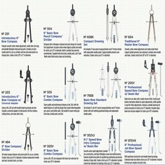 ALVIN, Bow Compass and Divider, Pivot Point, Model 494, Ideal for 5”