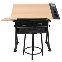Drafting Desk Drawing Table Adjustable with Stool Arts & Crafts Creative Center