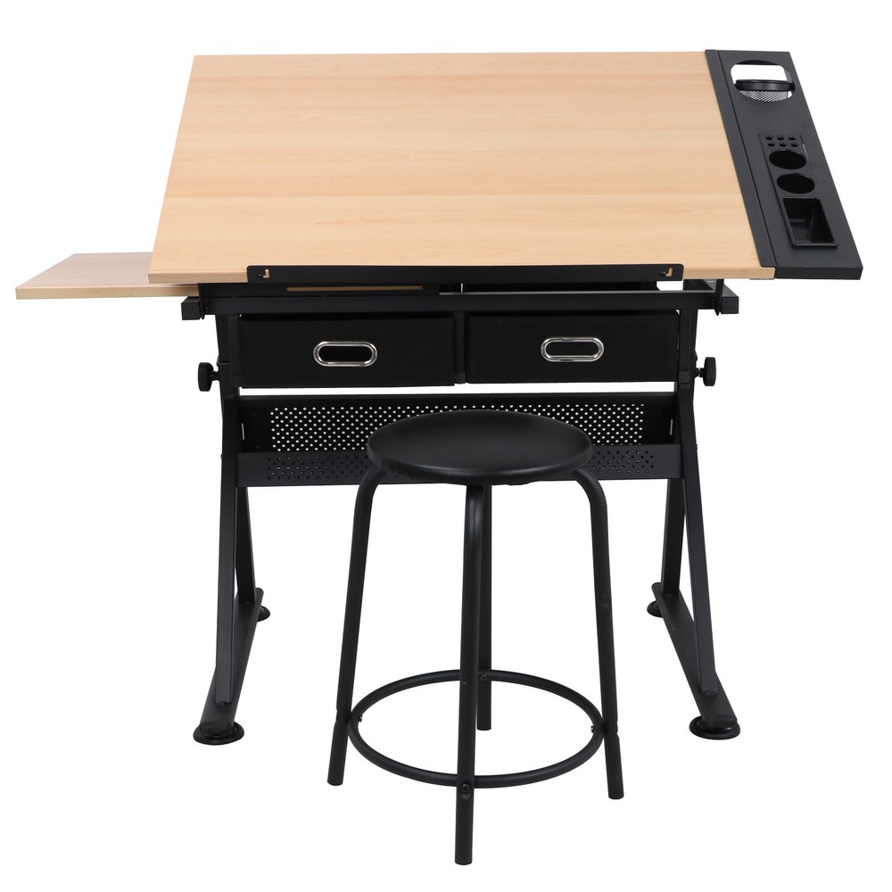 Drafting Drawing Table Desk 9 Levels Adjustable angle with Stool Arts Crafts