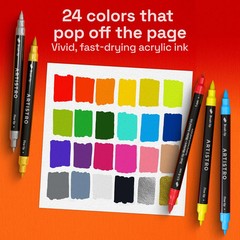 ARTISTRO 24 Acrylic Paint Markers – Paint Pens for Drawing – For Fabric, Rock, G