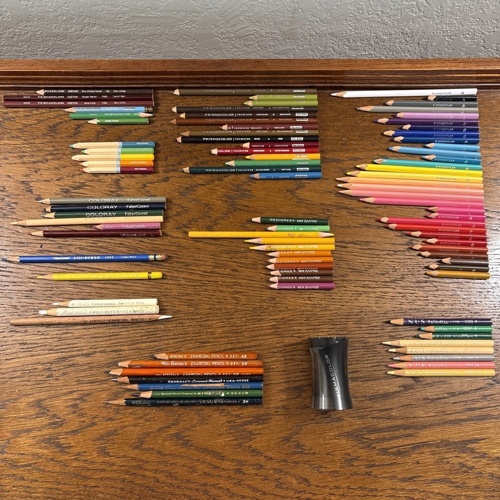 Mixed Lot Color Pencils Verithin Prismacolor Staedtler FaberCastell General’s
