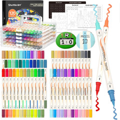 Shuttle Art 120 Colors Dual Tone Acrylic Paint Markers, 60 Pack Acrylic Paint Pe